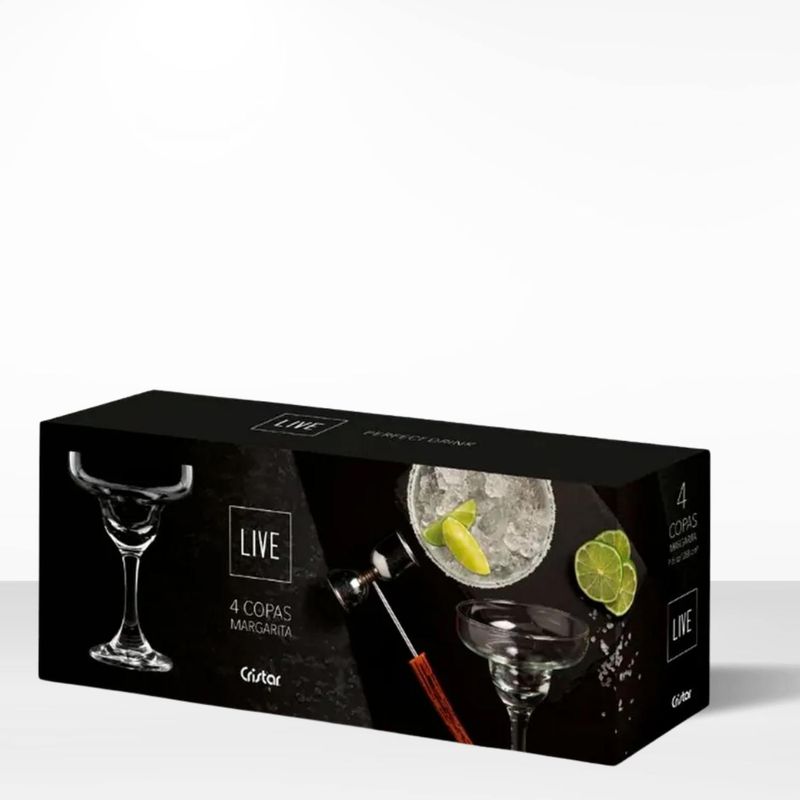 CRISTAR - Copa de Vidrio Margarita Live Cristar 260 Ml 4 Piezas