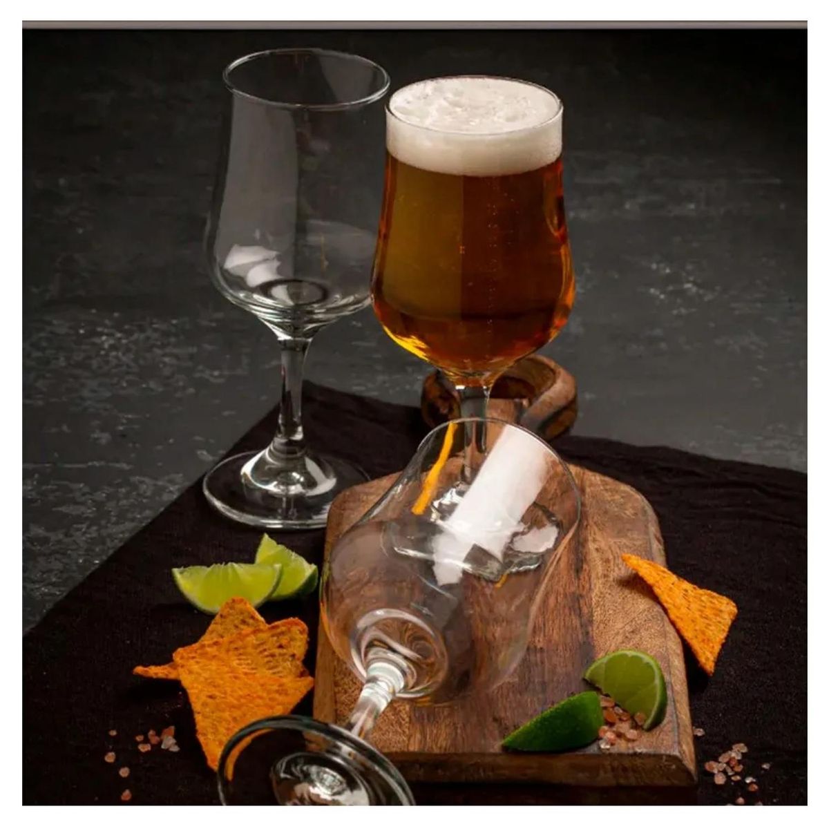 CRISTAR - Copa de Vidrio Cervecera Bolonia Cristar 384 Ml 4 Piezas