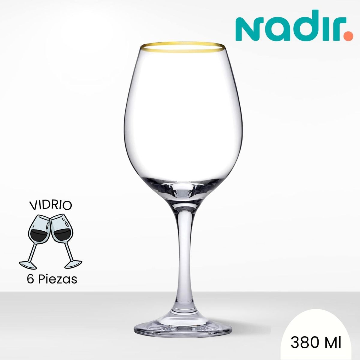 NADIR - Copa de Vidrio Champagne Barone Filo Oro Nadir 380 Ml 6 Piezas