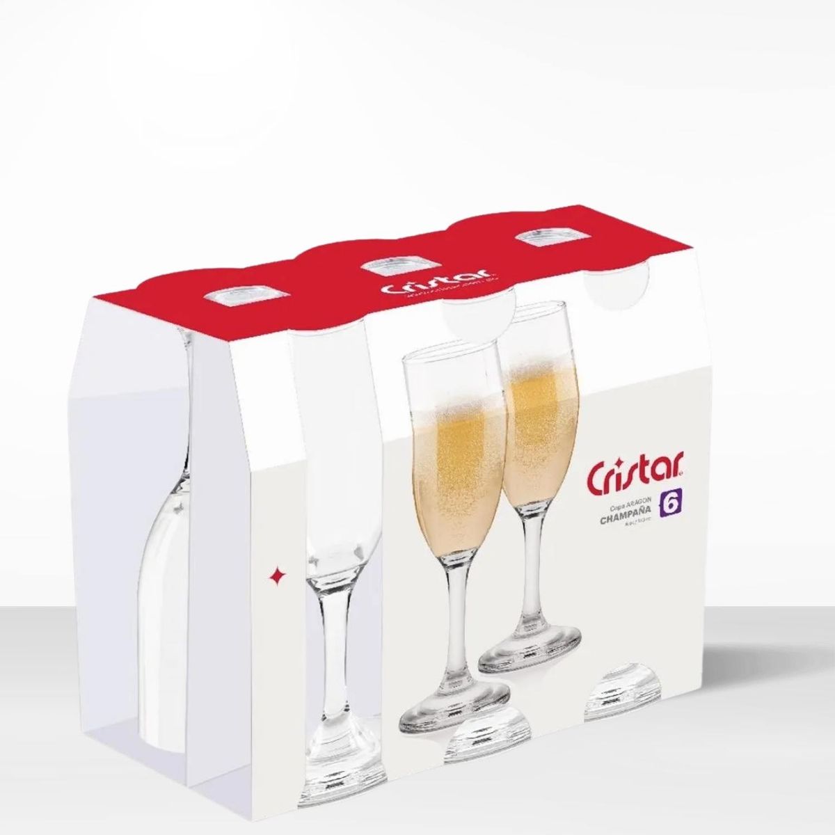CRISTAR - Copa de Vidrio Aragon Champaña Cristar 170 Ml 6 Piezas