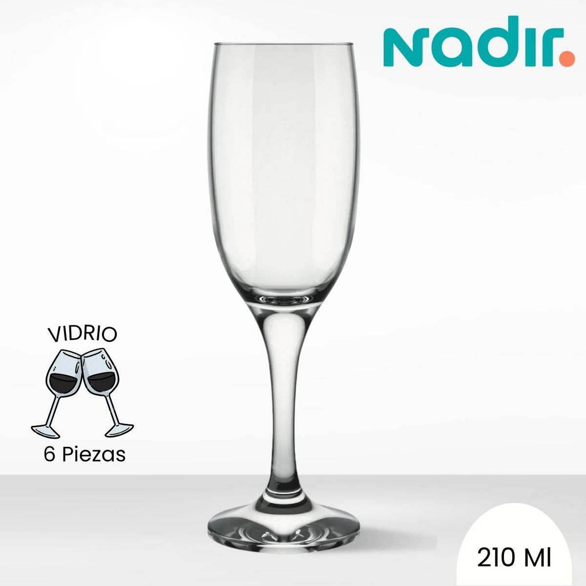 NADIR - Copa de Vidrio Windsor Champagne Nadir 210 Ml 6 Piezas