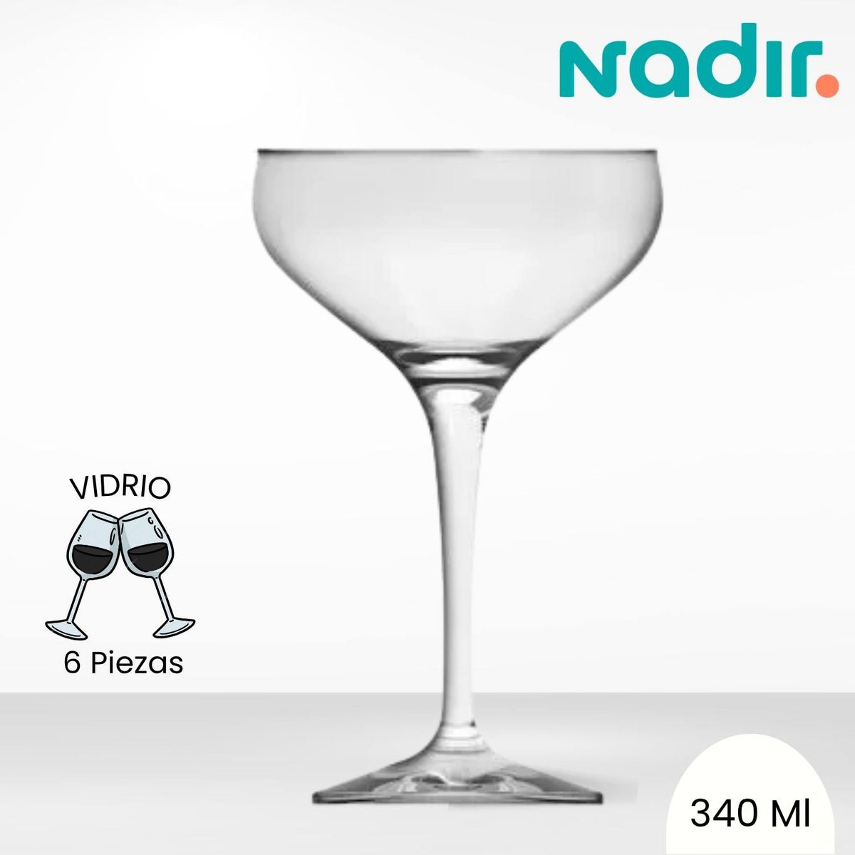 NADIR - Copa de Vidrio Mistic Grande Nadir 340 Ml 6 Piezas