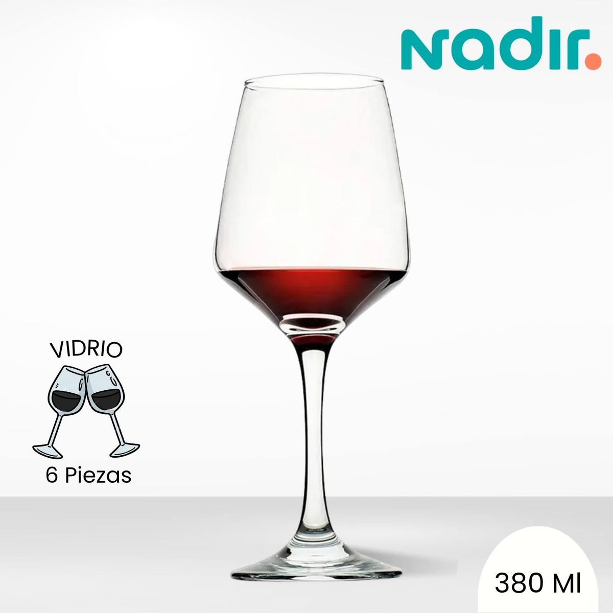 NADIR - Copa de Vidrio Brunello Vino Nadir 380 Ml 6 Piezas