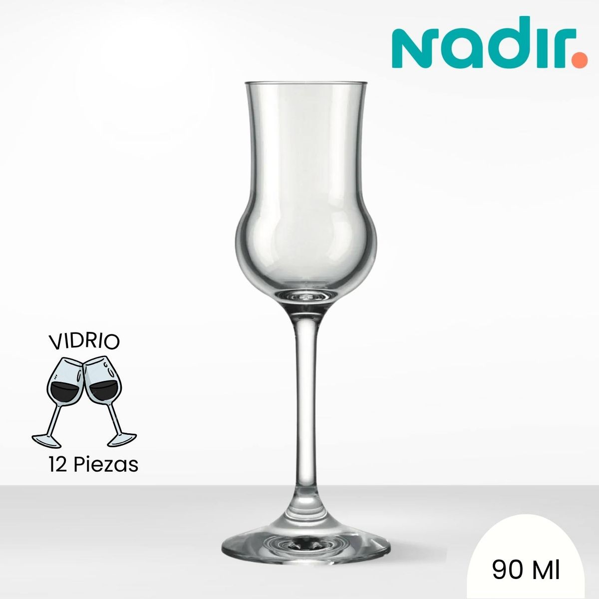 NADIR - Copa de Vidrio Alambic Pisco Nadir 90 Ml 12 Piezas