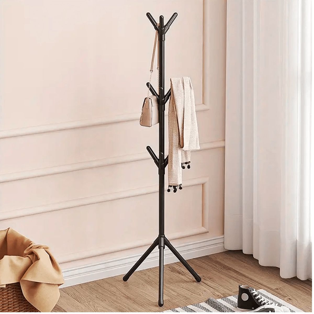 GENERICO - Perchero de Pie de Metal Colgador de Entrada Percha Recta Negro