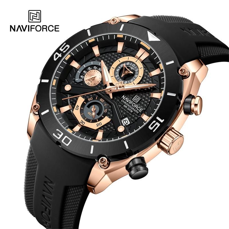 NAVIFORCE - Reloj Naviforce 8038 Correa deportiva, Cronógrafo, resistente al agua