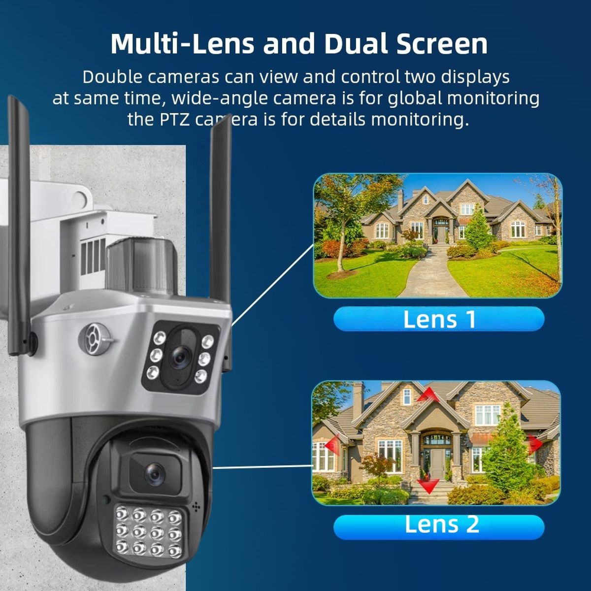 GENERICO - CAMARA WIFI GIRATORIA DOBLE LENTE ICSEE 8MP ULTRA HD EXTERIOR-INTERIOR