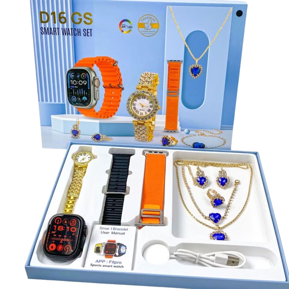 GENERICO - Smart Watch D16 GS (2024) con accesorios Negro, 7 en 1 para mujer