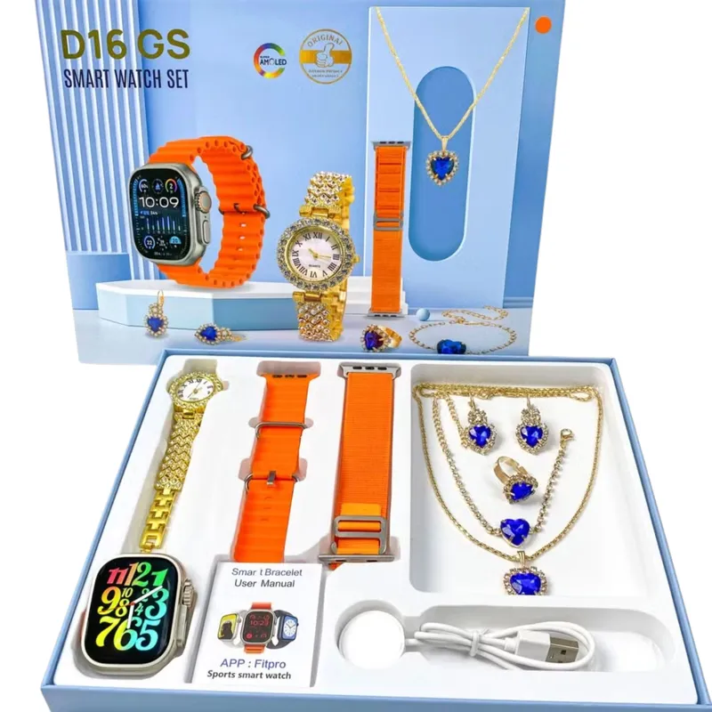 GENERICO - Smart Watch D16 GS (2024) con accesorios Naranja, 7 en 1 para mujer
