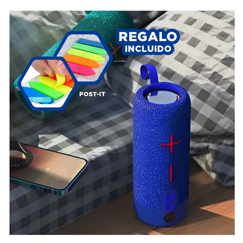 GENERICO - Altoparlante Dinamico Portatil en Azul Y+Post-it Adhesivos