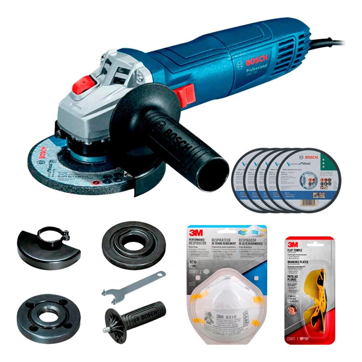 BOSCH - Esmeril Angular GWS 700 + 5 discos + Mascarilla + Lentes 3M