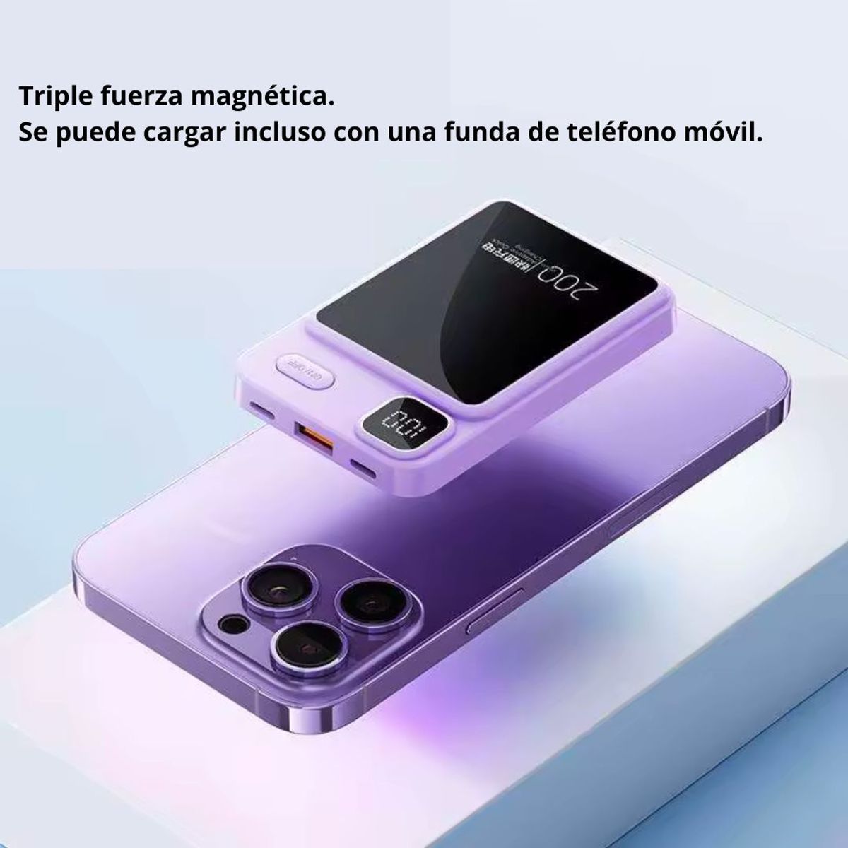 SUPER - Power Bank Magnético SUPER Carga Inalámbrica 15000mAh CP01 - Lila