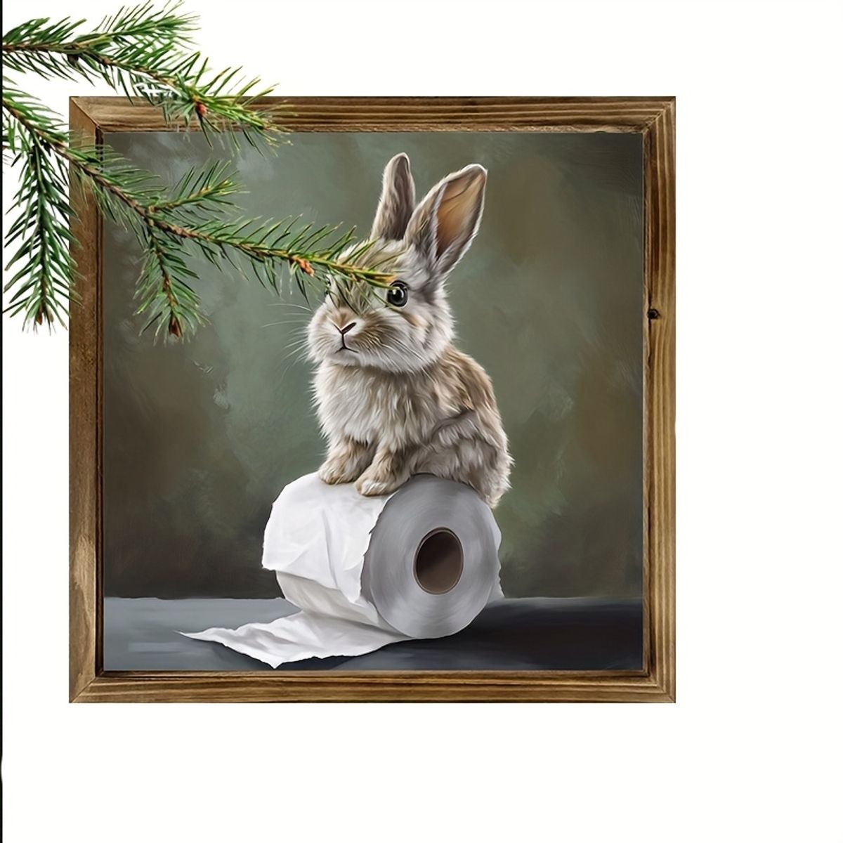 VATYERTY - 1 letrero rústico de conejo de madera con rollo de papel higiénico