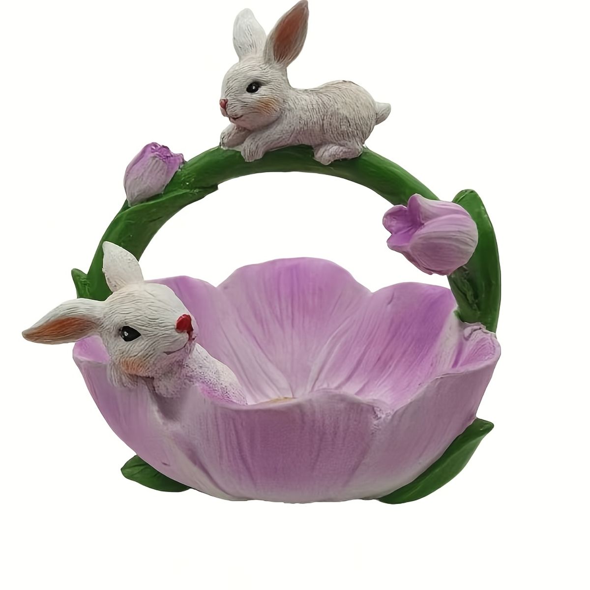 VATYERTY - Conejito de resina único hecho a mano y flor de loto