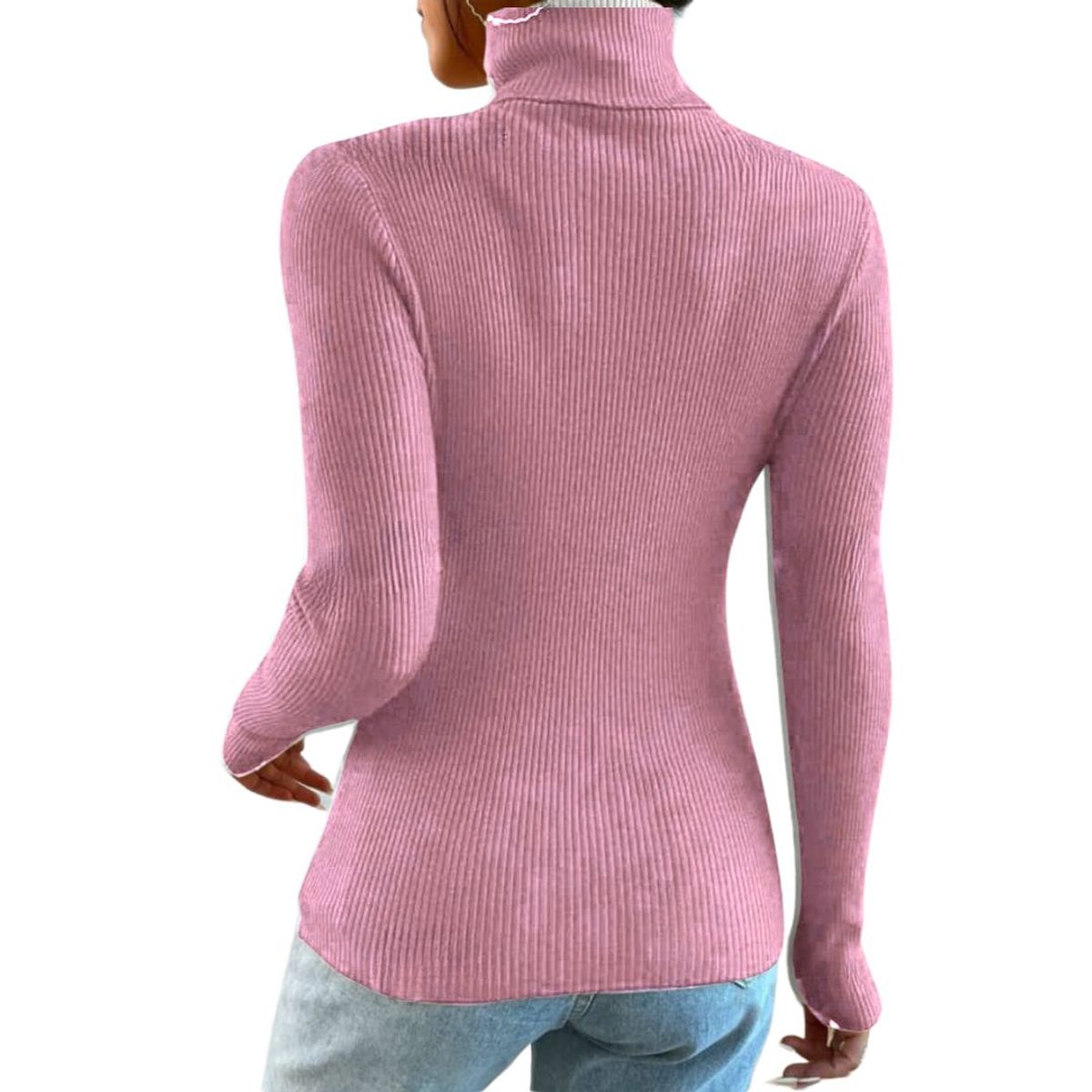 GENERICO - Cafarena de Hilo Tejida Cuello Alto Mujer Lila - Tallas S -M - L