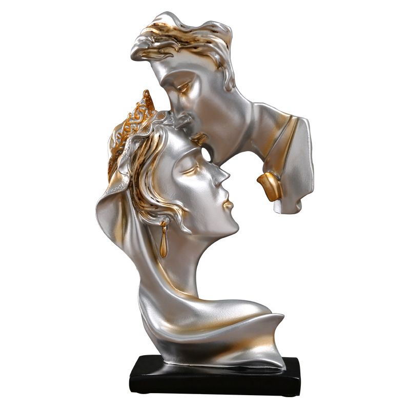 VATYERTY - Elegante escultura de amor de resina en tonos dorados
