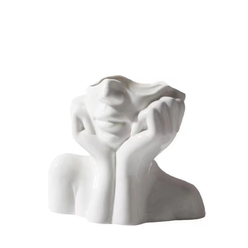 VATYERTY - 1 jarrón con cabeza femenina estilo moderno de resina
