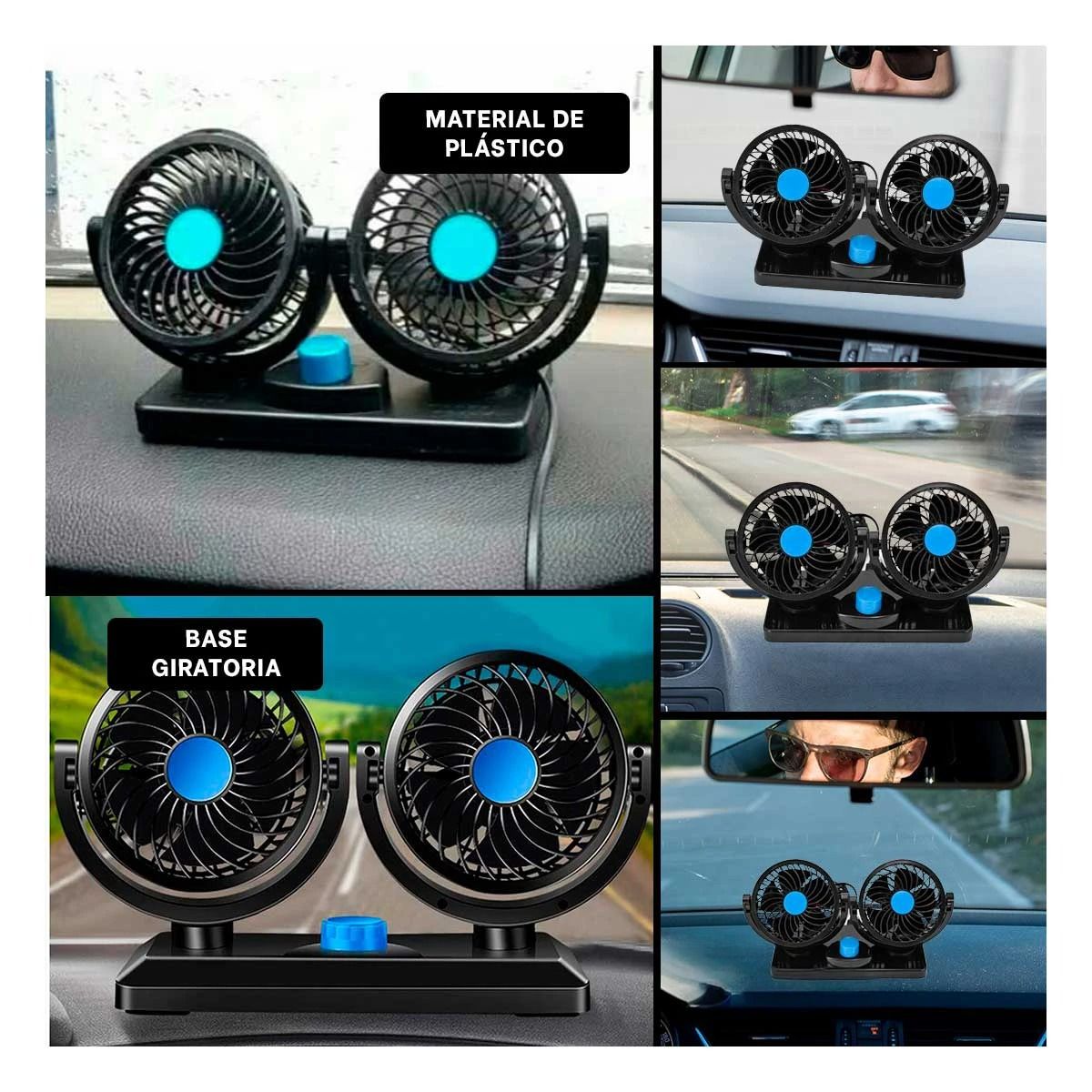 GENERICO - Pack6 Mini Enfriador de Auto Color Negro Y+Regalo Agendita