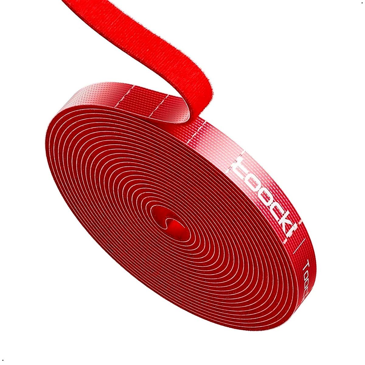 GENERICO - Organizador De Cable Cinta velcro Toocki 10 metros Rojo