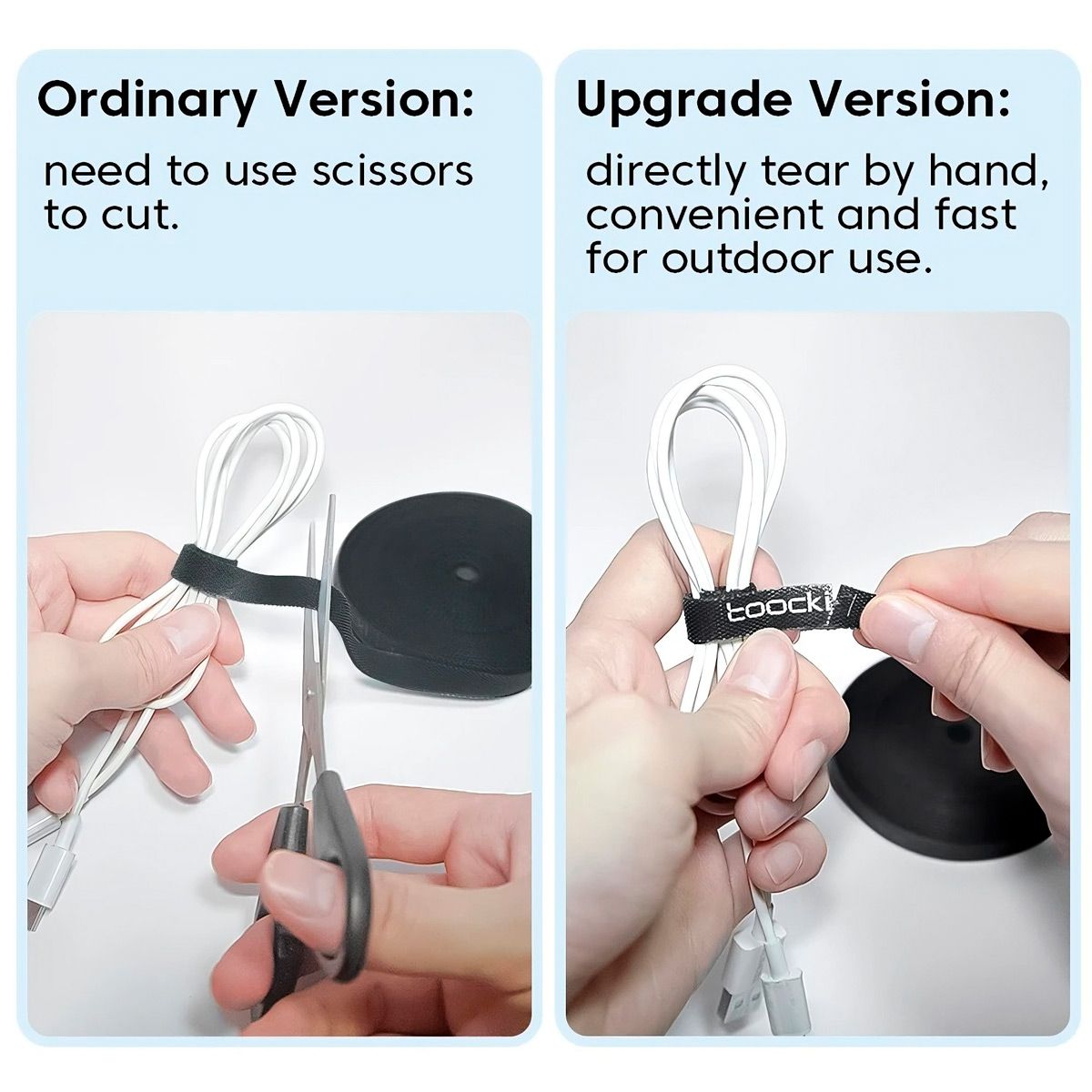 GENERICO - Organizador De Cable Cinta velcro Toocki 5 metros Rojo