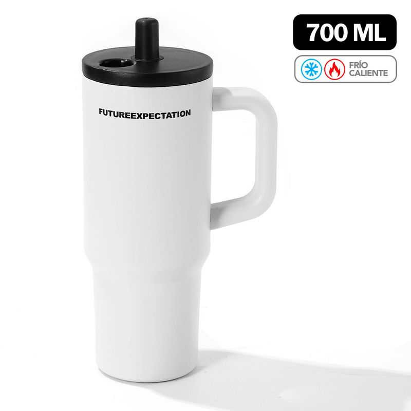 KELLER - Vaso Térmico de Acero Inoxidable con Sorbete 700 ML Blanco Y84