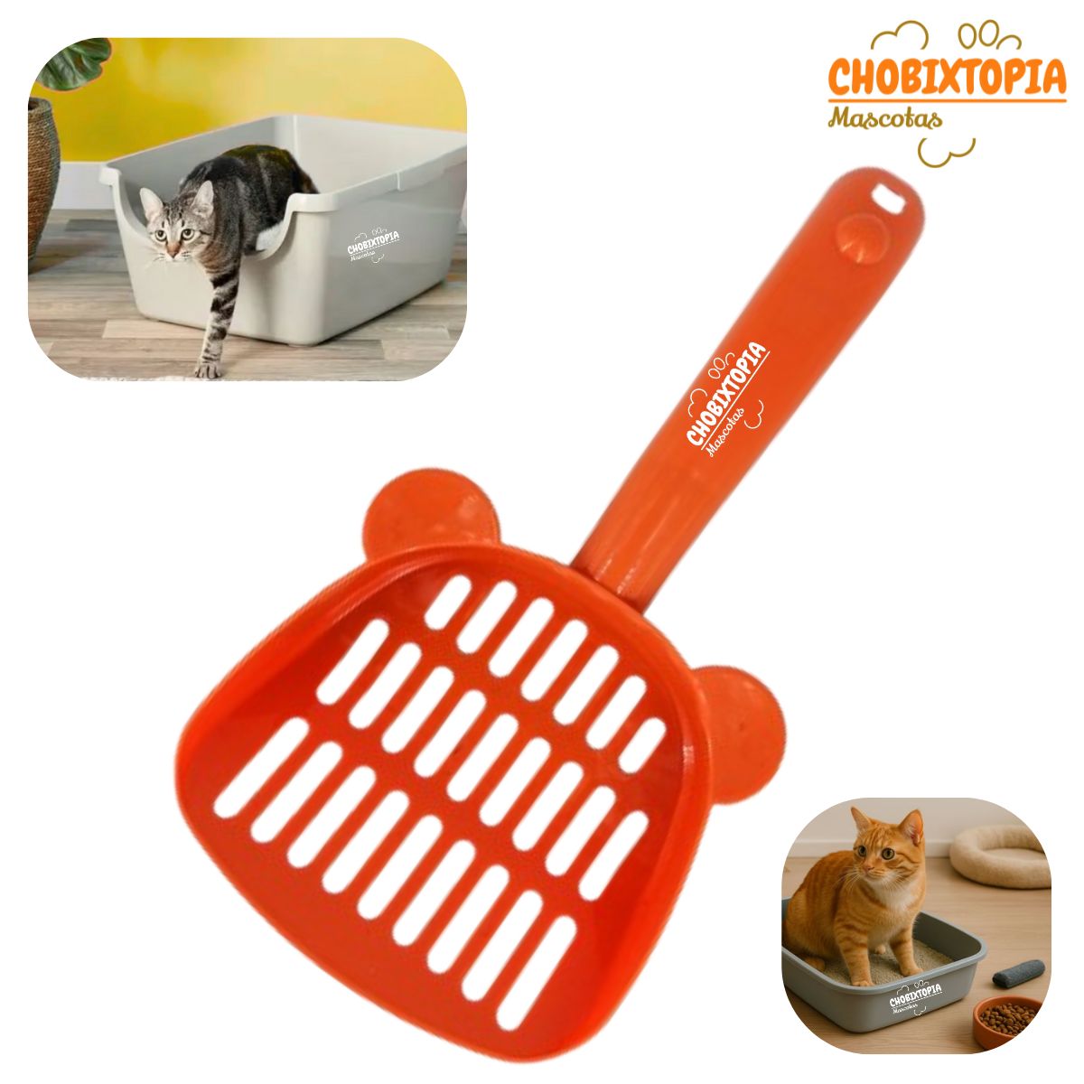 GENERICO - PALA RECOGEDOR PARA ARENA DE GATOS ANARANJADO OSCURO