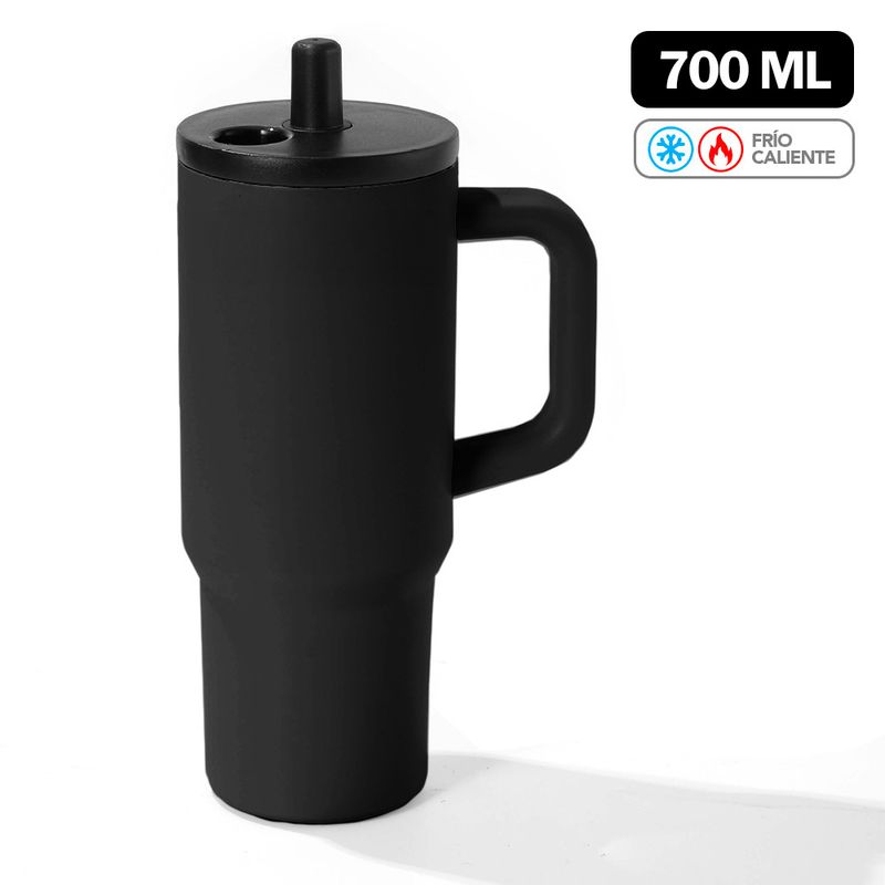 KELLER - Vaso Térmico de Acero Inoxidable con Sorbete 700 ML Negro Y84