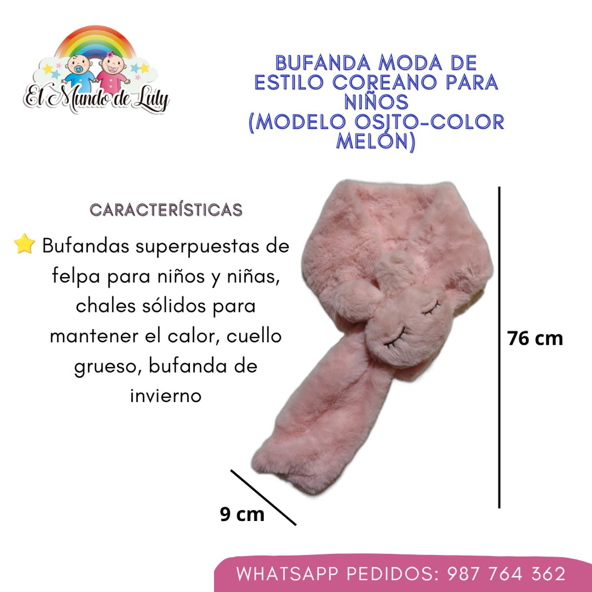 GENERICO - Bufanda Kawaii estilo coreano para niñas