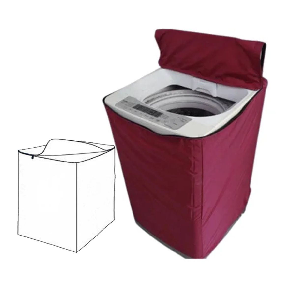 NACIONAL - Funda para Lavadora Impermeable 16-22Kg Guinda