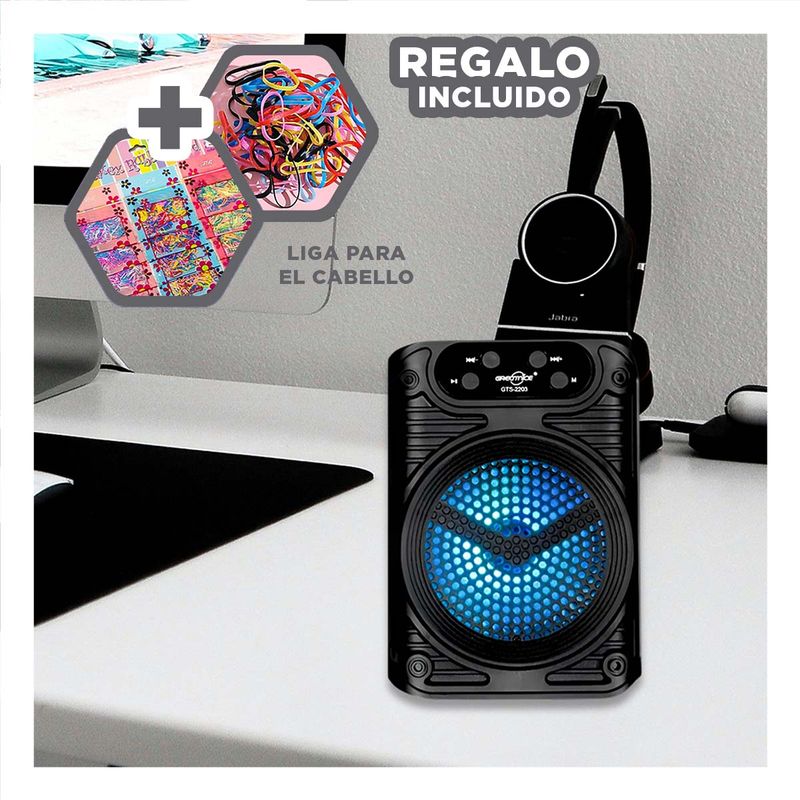 GENERICO - Altavoz GTS con Microfono de 4pulg Negro Y+Ligas de Regalo