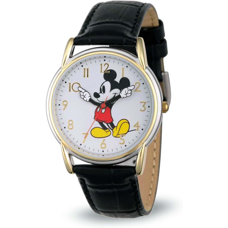 DISNEY - Reloj Unisex Disney Mickey Mouse Analógico Correa Piel Negro - W002755