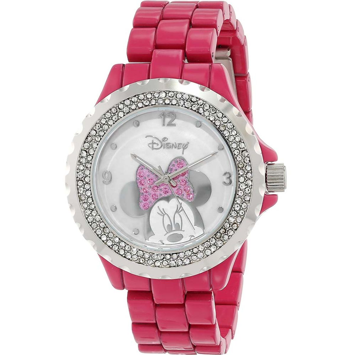 DISNEY - Reloj Mujer Disney Minnie Mouse Analógico Piedras Acero - WDS000080