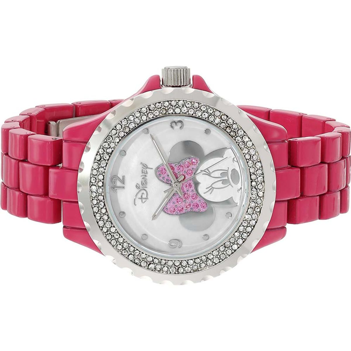 DISNEY - Reloj Mujer Disney Minnie Mouse Analógico Piedras Acero - WDS000080