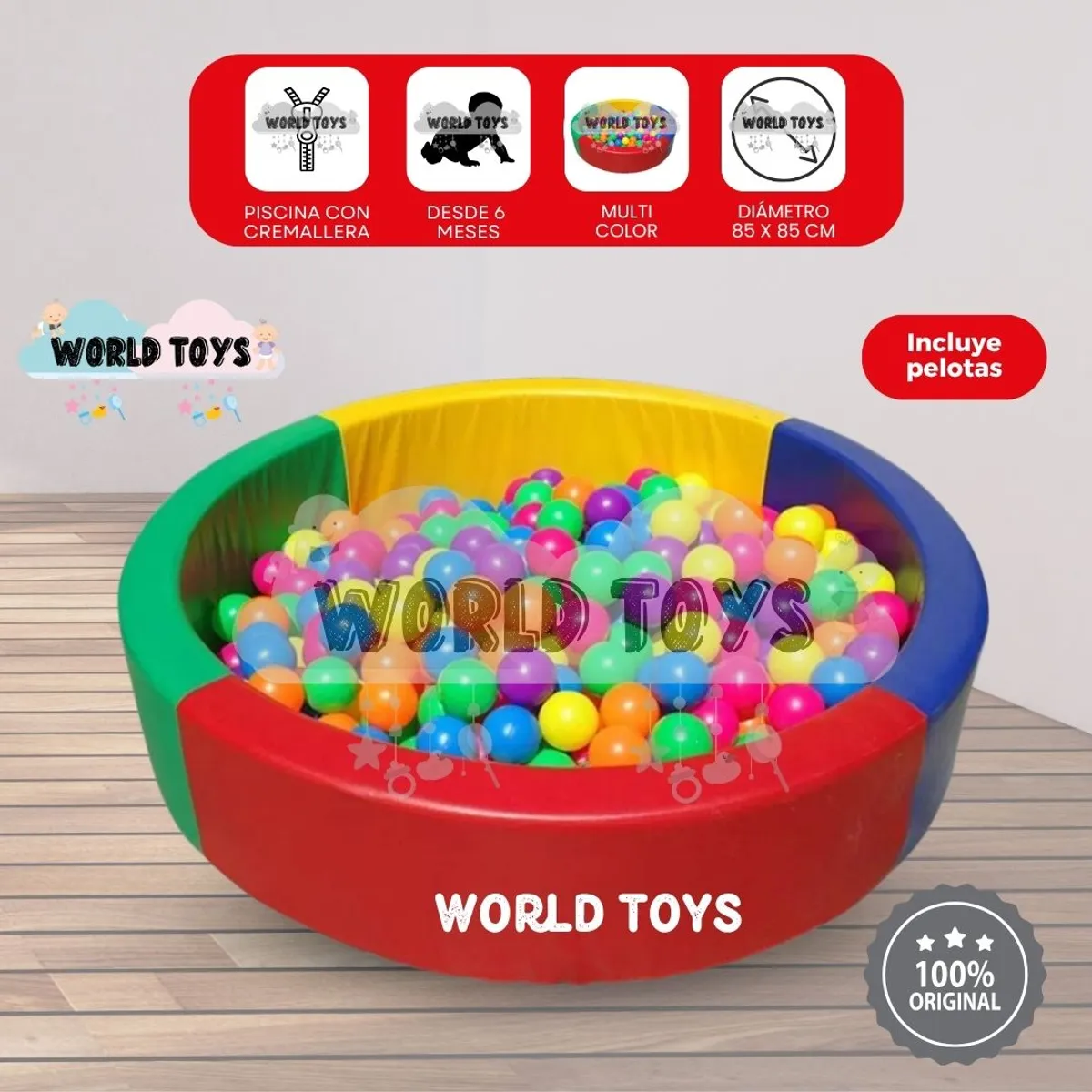 BABY - Piscina Didáctica «HAPPY POOLY» con Pelotas Color full