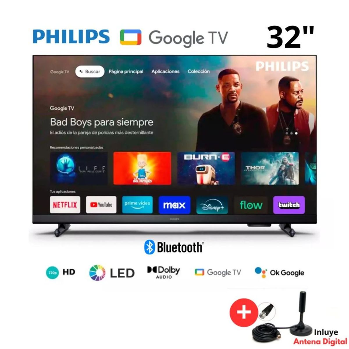 PHILIPS - Televisor PHILIPS 32 HD Google Tv 32PHD6909 + Antena digital