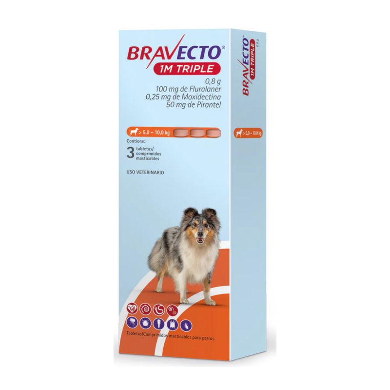 BRAVECTO - Bravecto 1M Triple 5-10 Kg X3 Tabletas