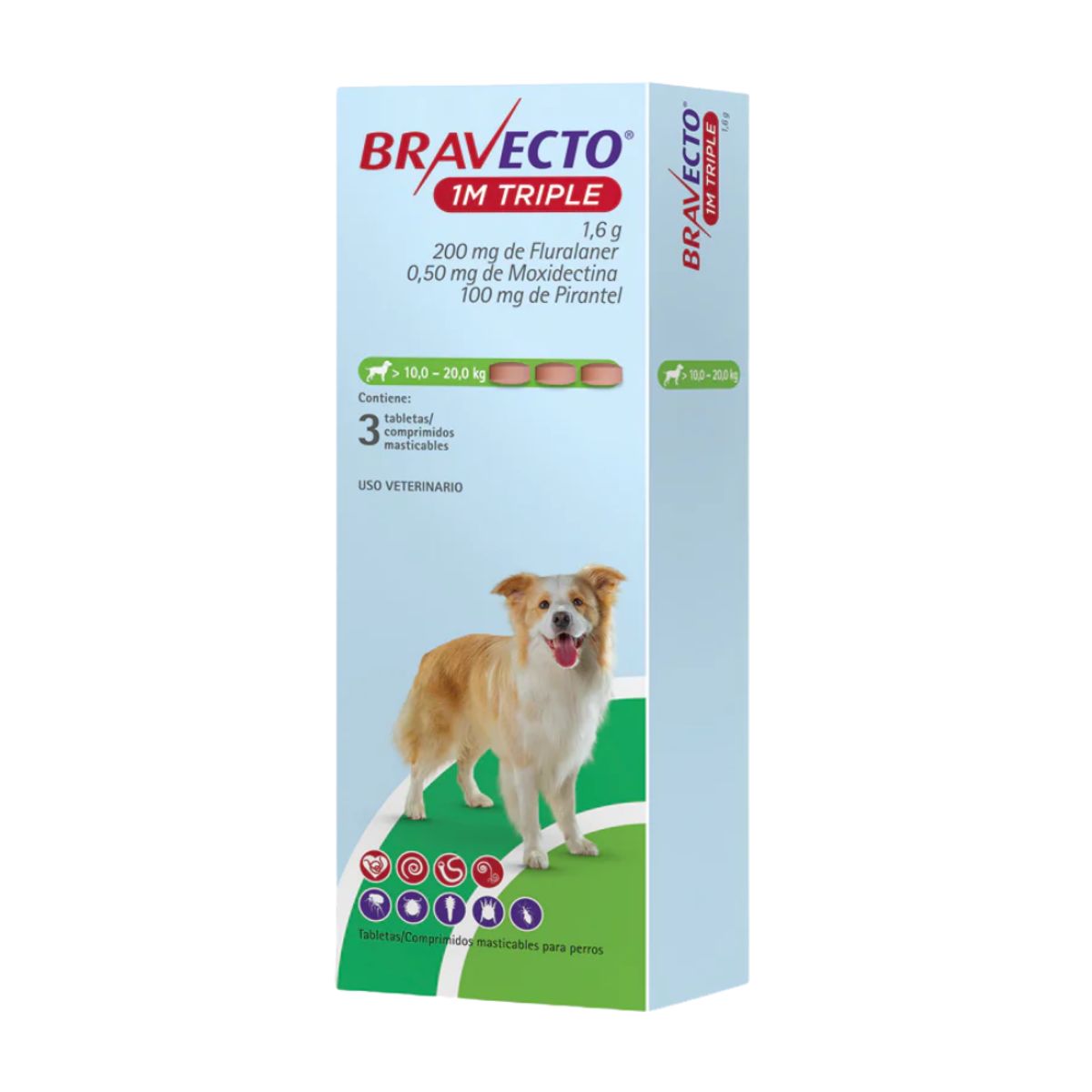 BRAVECTO - Bravecto 1M Triple 10-20 Kg X3 Tabletas