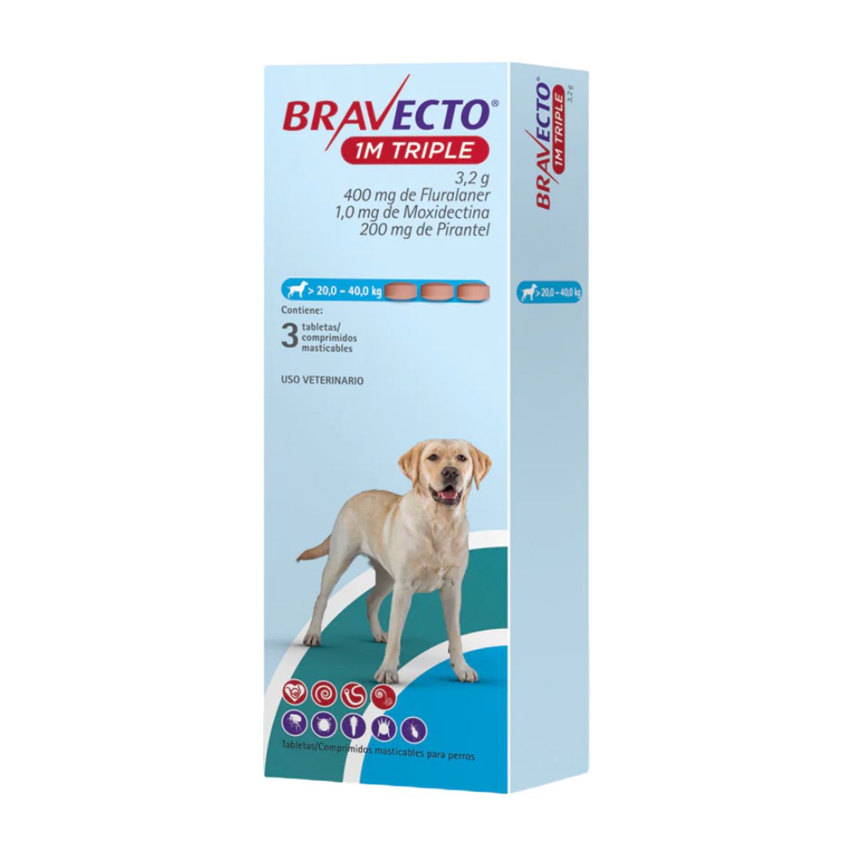 BRAVECTO - Bravecto 1M Triple 20-40 Kg X3 Tabletas