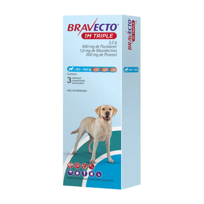 BRAVECTO - Bravecto 1M Triple 20-40 Kg X3 Tabletas