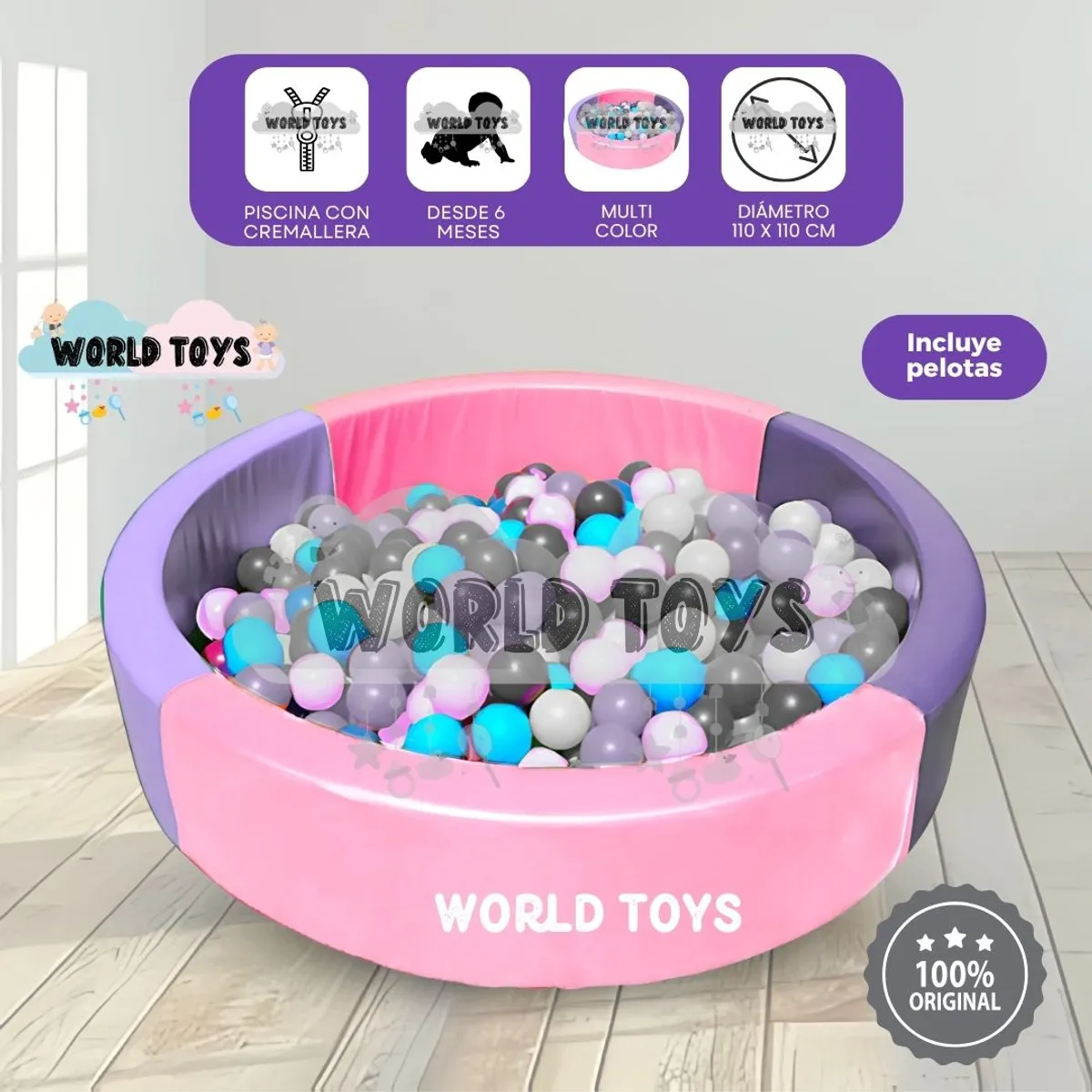 BABY - Piscina Didáctica «HAPPY POOLY PLUS» con Pelotas Purple