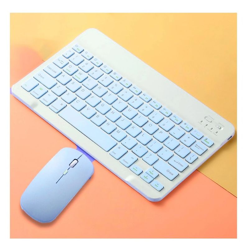 GENERICO - Pack2 Kit Recargable Keyboard en Celeste Y+Papel de Regalo