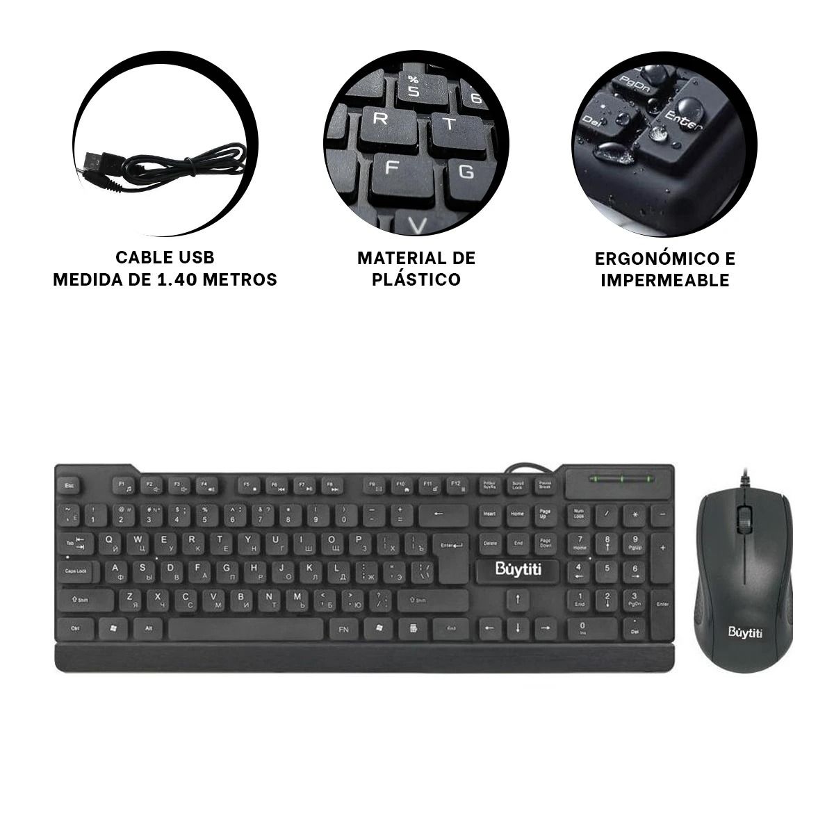 GENERICO - Pack12 Teclera Comoda y Silenciosa en Color Negro