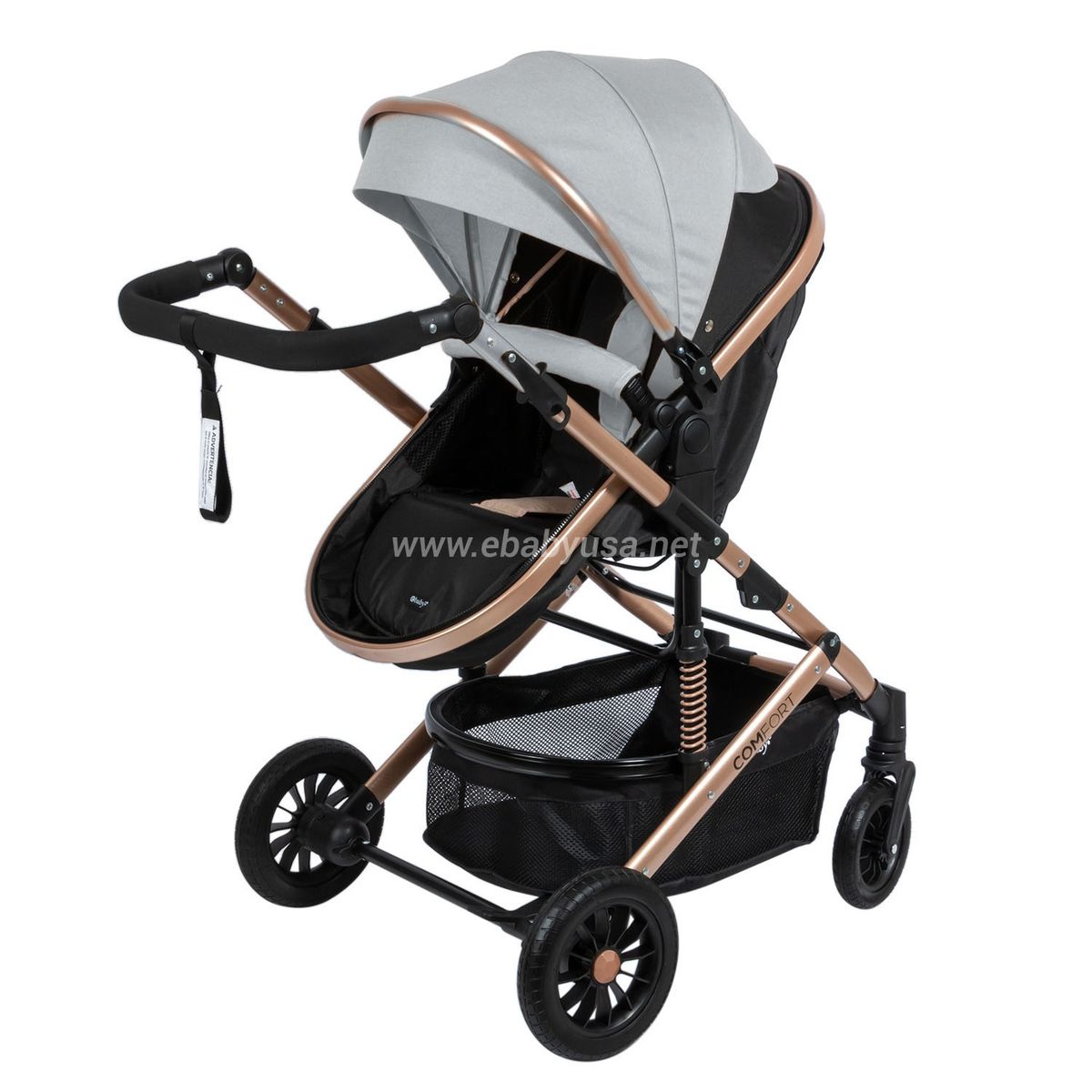 EBABY - Coche Cuna Moisés de Lujo «COMFORT» Gris