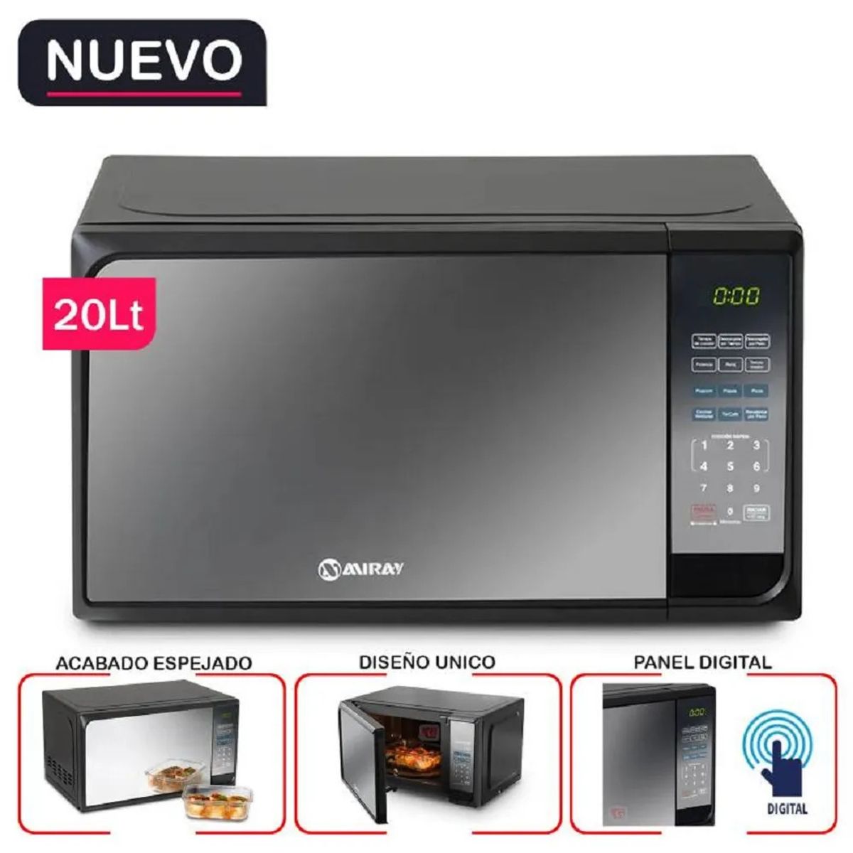 MIRAY - Horno Microondas 20 Lts Miray HMM-20N