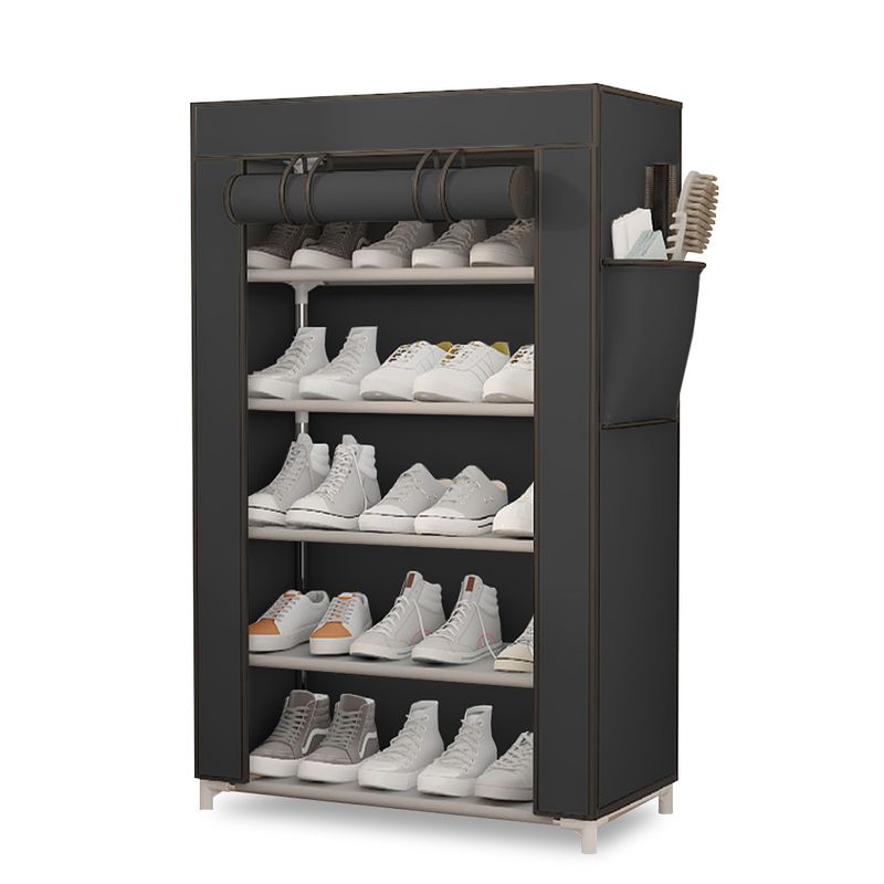 KELLER - Zapatero Organizador 5 Niveles Desmontable de Tela Negro QQ3