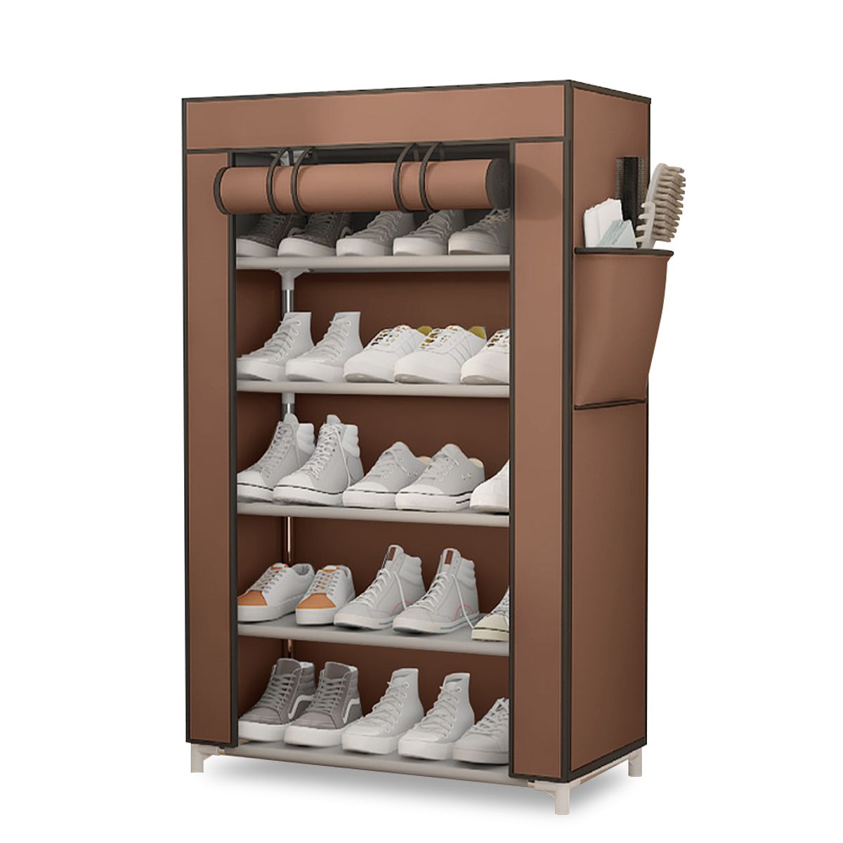 KELLER - Zapatero Organizador 5 Niveles Desmontable de Tela Marrón QQ3