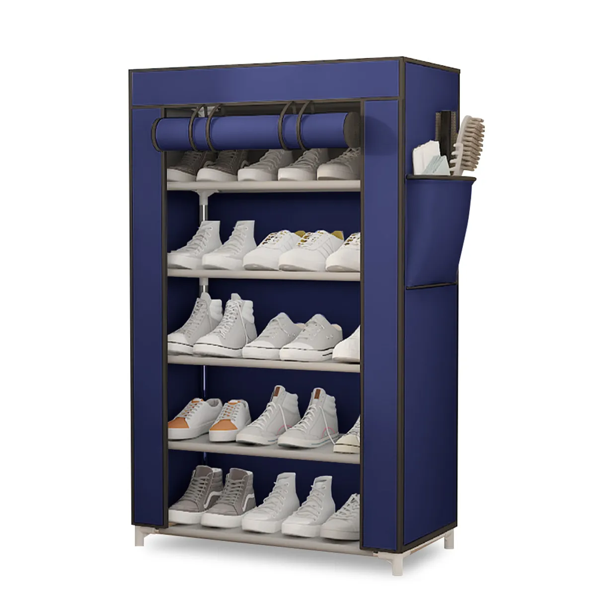 KELLER - Zapatero Organizador 5 Niveles Desmontable de Tela Azul QQ3