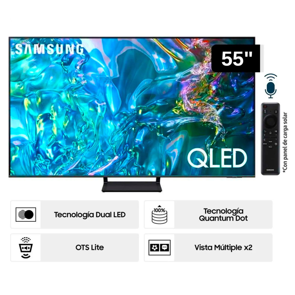 SAMSUNG - Televisor Samsung Smart QLED 4K 55 Crystal QN55Q65DAG Nuevo Modelo - Negro