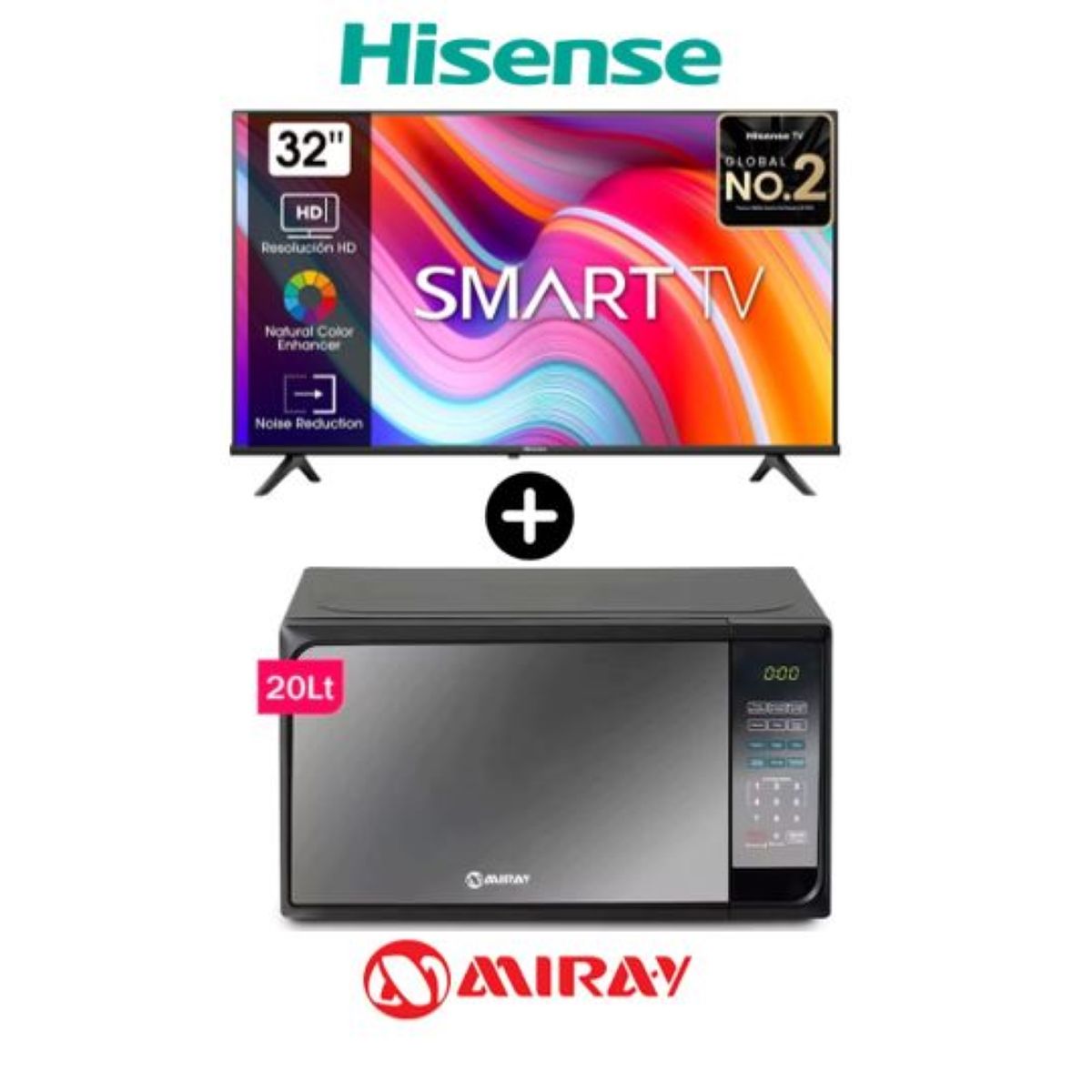 HISENSE - TELEVISOR HISENSE 32 HD SMART TV + MICROONDAS MIRAY 20 L
