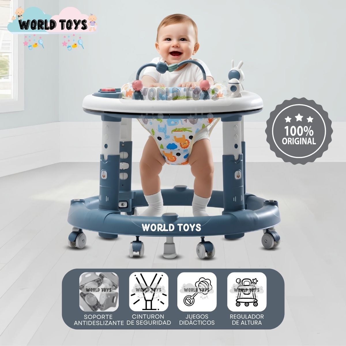 BABY - Andador Regulable con Bandeja Didáctico «SPACE» Blue